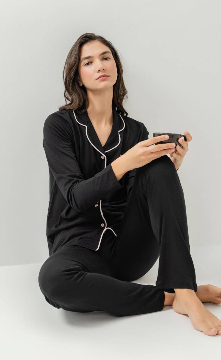 Pierre Cardin Kadın Pamuklu Örme Gömlek Lacivert Pijama PC7717-S-V-2 - 5