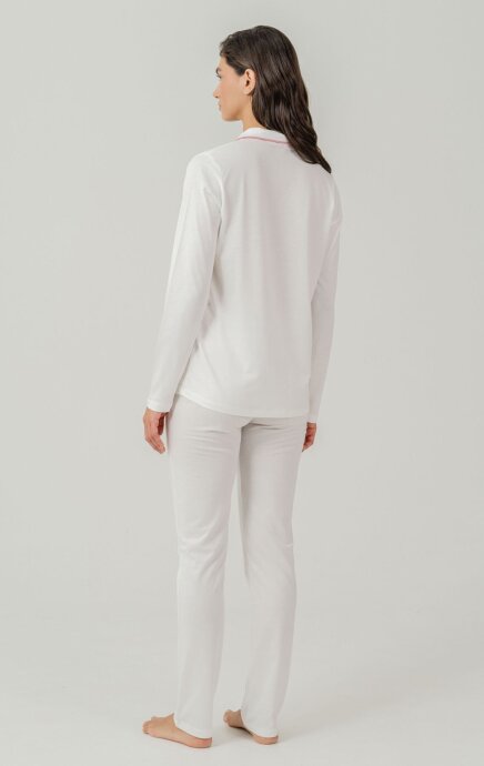 Pierre Cardin Kadın Pamuklu Örme Gömlek Krem Pijama PC7717-S-V-6 - 4