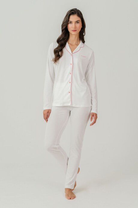 Pierre Cardin Kadın Pamuklu Örme Gömlek Krem Pijama PC7717-S-V-6 - 7