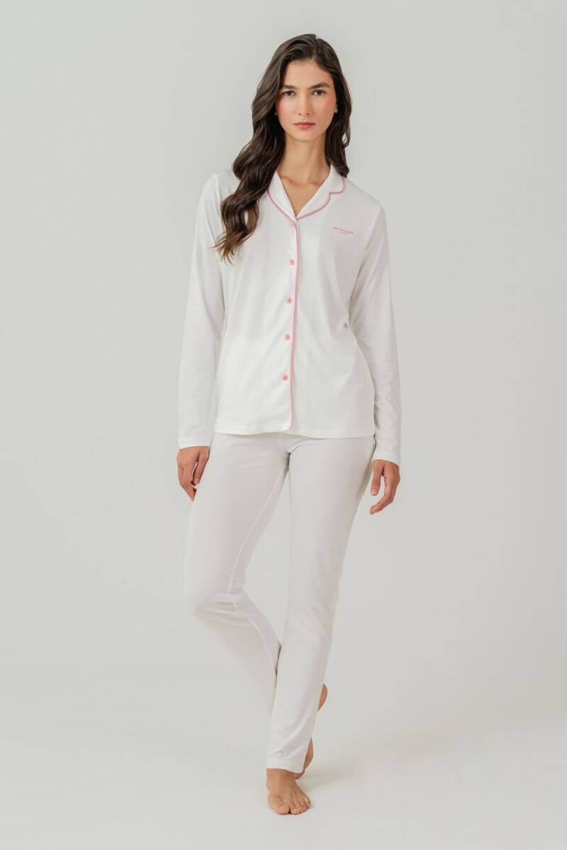 Pierre Cardin Kadın Pamuklu Örme Gömlek Krem Pijama PC7717-S-V-6 - 7