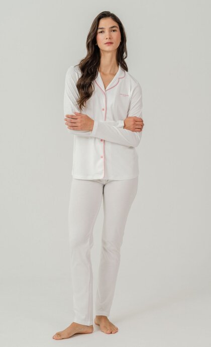 Pierre Cardin Kadın Pamuklu Örme Gömlek Krem Pijama PC7717-S-V-6 - 5