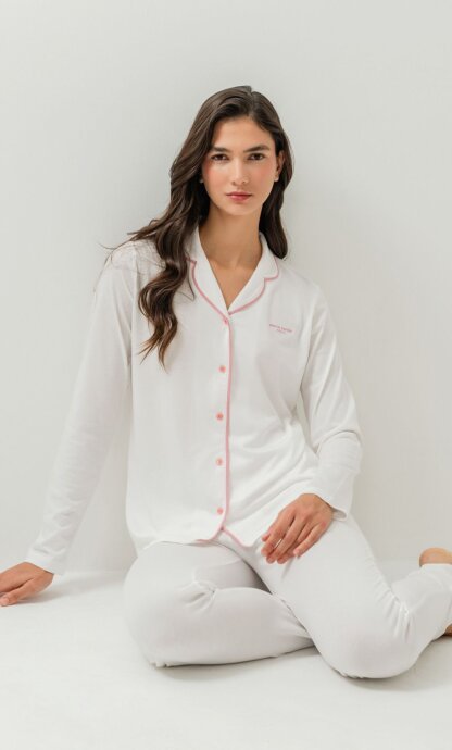 Pierre Cardin Kadın Pamuklu Örme Gömlek Krem Pijama PC7717-S-V-6 - 6