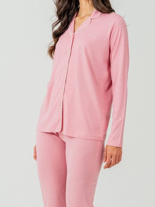 Pierre Cardin Kadın Pamuklu Örme Gömlek Mor Pijama PC7717-S-V-7 - 4