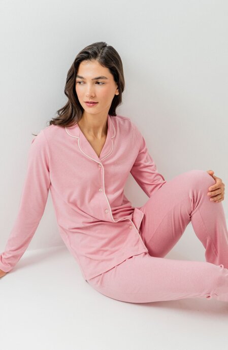Pierre Cardin Kadın Pamuklu Örme Gömlek Mor Pijama PC7717-S-V-7 - 7