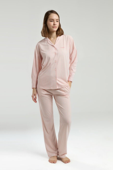 Pierre Cardin Kadın Pamuklu Kışlık Regular Fit Pembe Gömlek Pijama Takım PC9020-S-V1