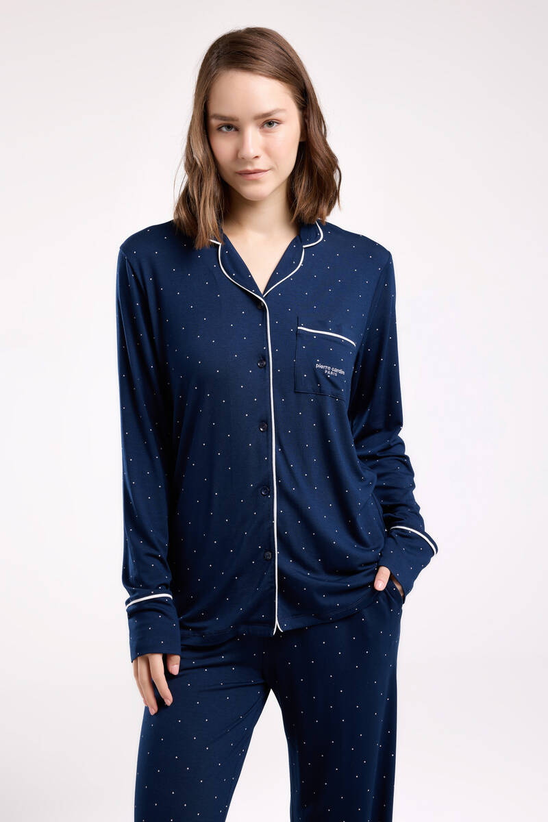 Pierre Cardin Kadın Lacivert Gömlek Pijama Takım
