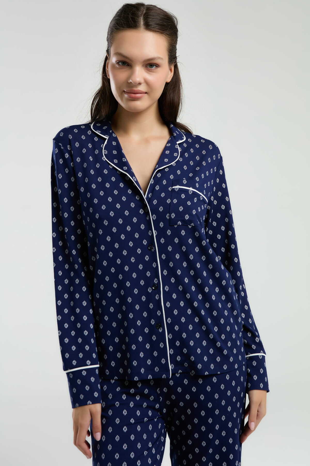 Pierre Cardin Kadın Lacivert Gömlek Pijama