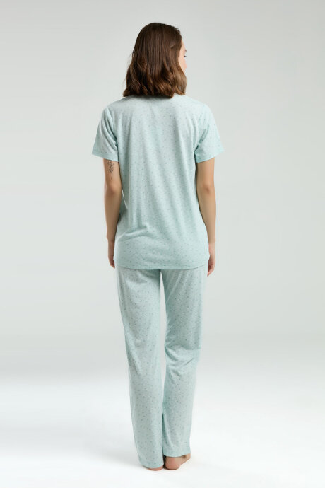 Pierre Cardin Kadın Pamuklu Gömlek Yaka Pigment Baskılı Yazlık Regular Fit Yeşil Gömlek Pijama Takım PC8990-S-V1 - 4