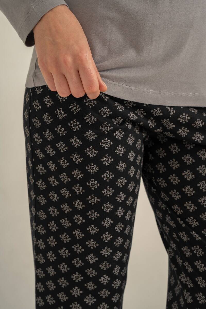 Pierre Cardin Kadın Pamuklu Gri Uzun Kol Pijama Takım PC9289-S-V2 - 6