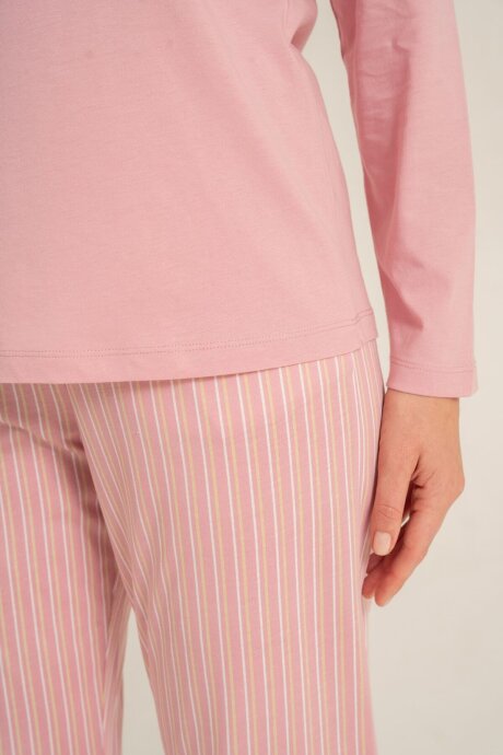 Pierre Cardin Kadın Pamuklu Have A Super Day Pembe Uzun Kol Pijama Takım PC9294-S-V1 - 6