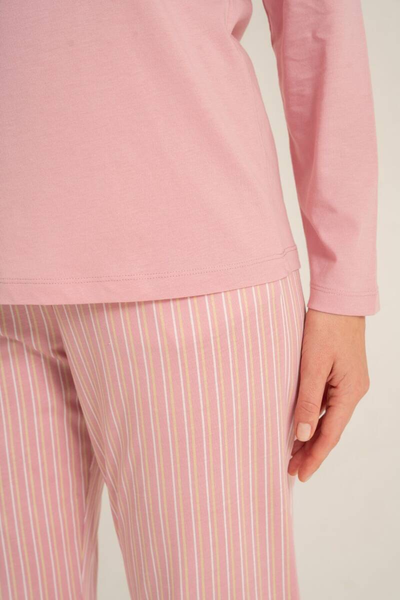 Pierre Cardin Kadın Pamuklu Have A Super Day Pembe Uzun Kol Pijama Takım PC9294-S-V1 - 6