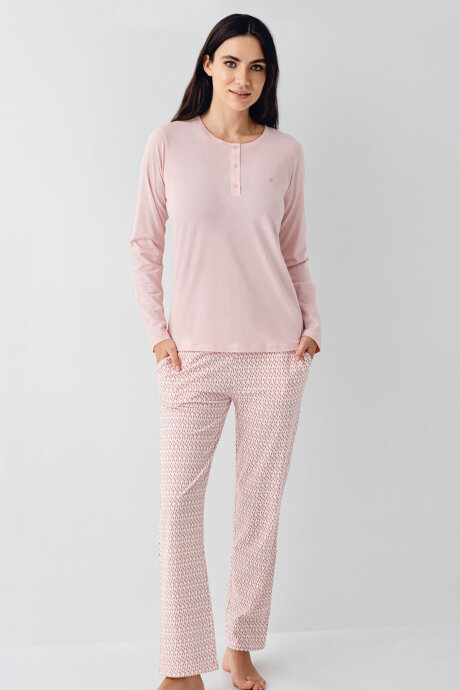 Pierre Cardin Kadın Pamuklu Kışlık Regular Fit Pembe Pijama Takımı PC9080-S-V1 (1)