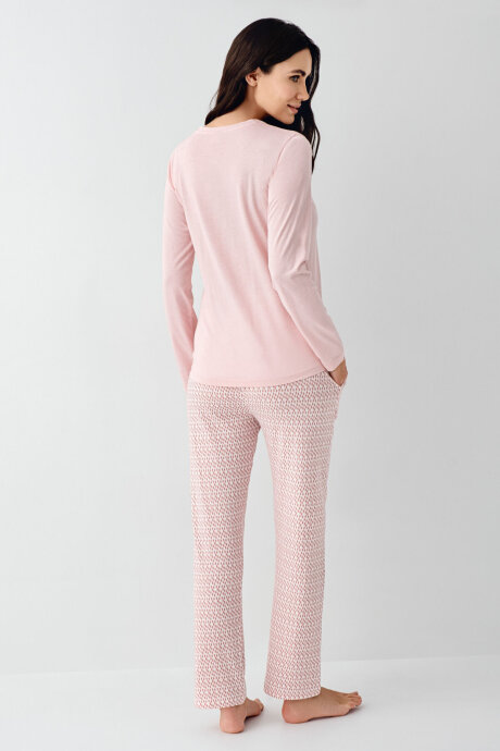 Pierre Cardin Kadın Pamuklu Kışlık Regular Fit Pembe Pijama Takımı PC9080-S-V1 - 4
