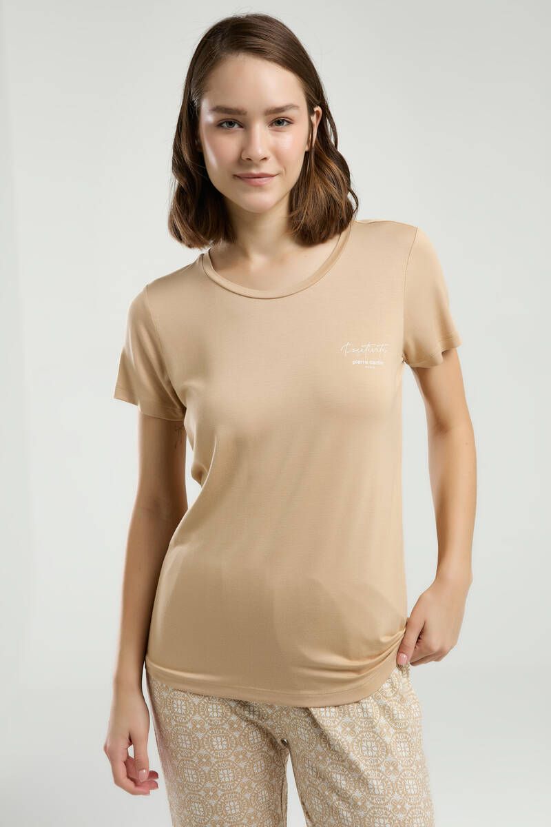 Pierre Cardin Kadın Krem Kısa Kol Pijama Takım