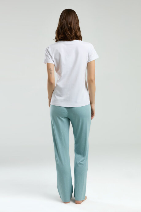 Pierre Cardin Kadın Pamuklu Bisiklet Yaka Pigment Baskılı Yazlık Regular Fit Beyaz Pijama Takımı PC8983-S-V1 - 4
