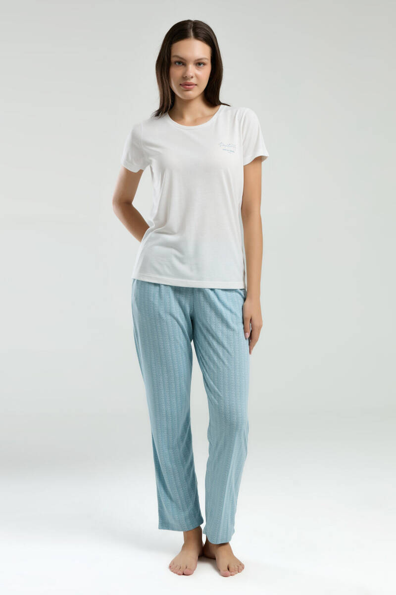 Pierre Cardin Kadın Bisiklet Yaka Pigment Baskılı Yazlık Regular Fit Beyaz Pijama Takımı PC8997-S-V2 - 2