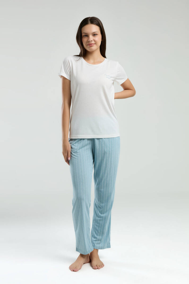 Pierre Cardin Kadın Bisiklet Yaka Pigment Baskılı Yazlık Regular Fit Beyaz Pijama Takımı PC8997-S-V2 - 3