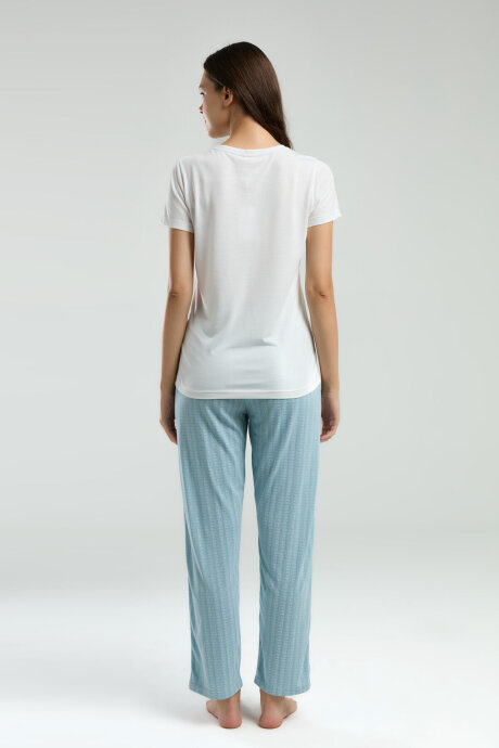 Pierre Cardin Kadın Bisiklet Yaka Pigment Baskılı Yazlık Regular Fit Beyaz Pijama Takımı PC8997-S-V2 - 5