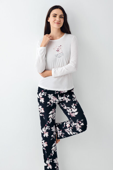 Pierre Cardin Kadın Pamuklu Kışlık Regular Fit Beyaz Pijama Takımı PC9106-S-V1