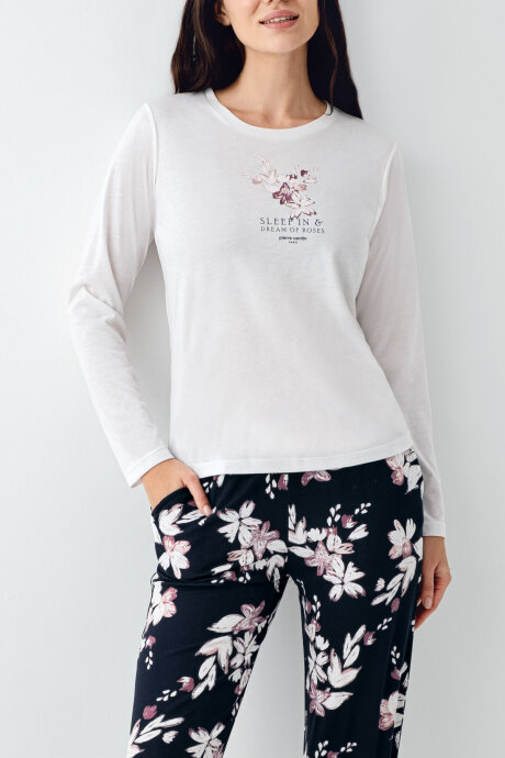Pierre Cardin Kadın Pamuklu Kışlık Regular Fit Beyaz Pijama Takımı PC9106-S-V1 - 3