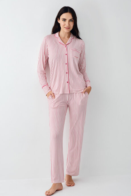 Pierre Cardin Kadın Pamuklu Kışlık Regular Fit Bordo Gömlek Pijama Takım PC9113-S-V2 - 2