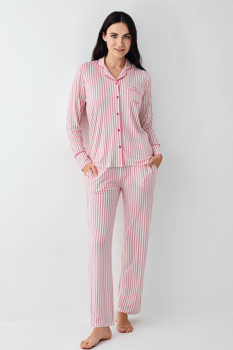 Pierre Cardin Kadın Pamuklu Kışlık Regular Fit Bordo Gömlek Pijama Takım PC9113-S-V2 - 2