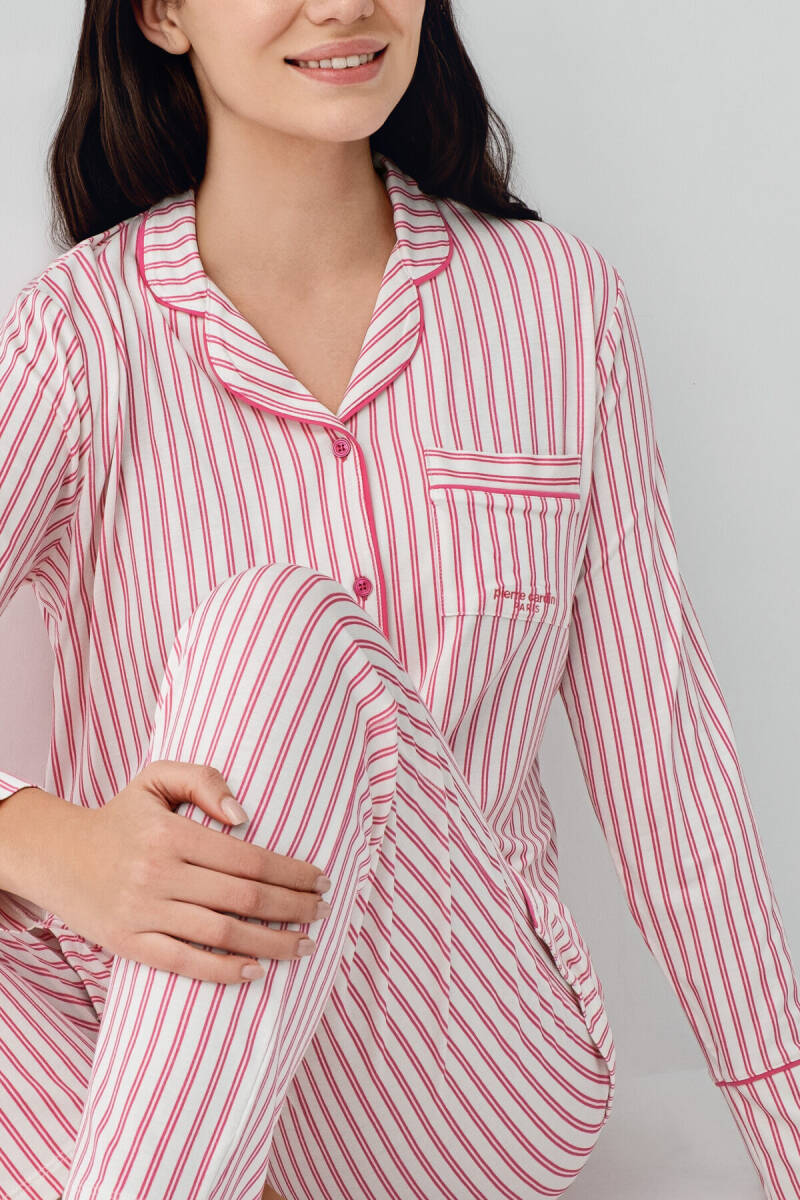 Pierre Cardin Kadın Pamuklu Kışlık Regular Fit Bordo Gömlek Pijama Takım PC9113-S-V2 - 3