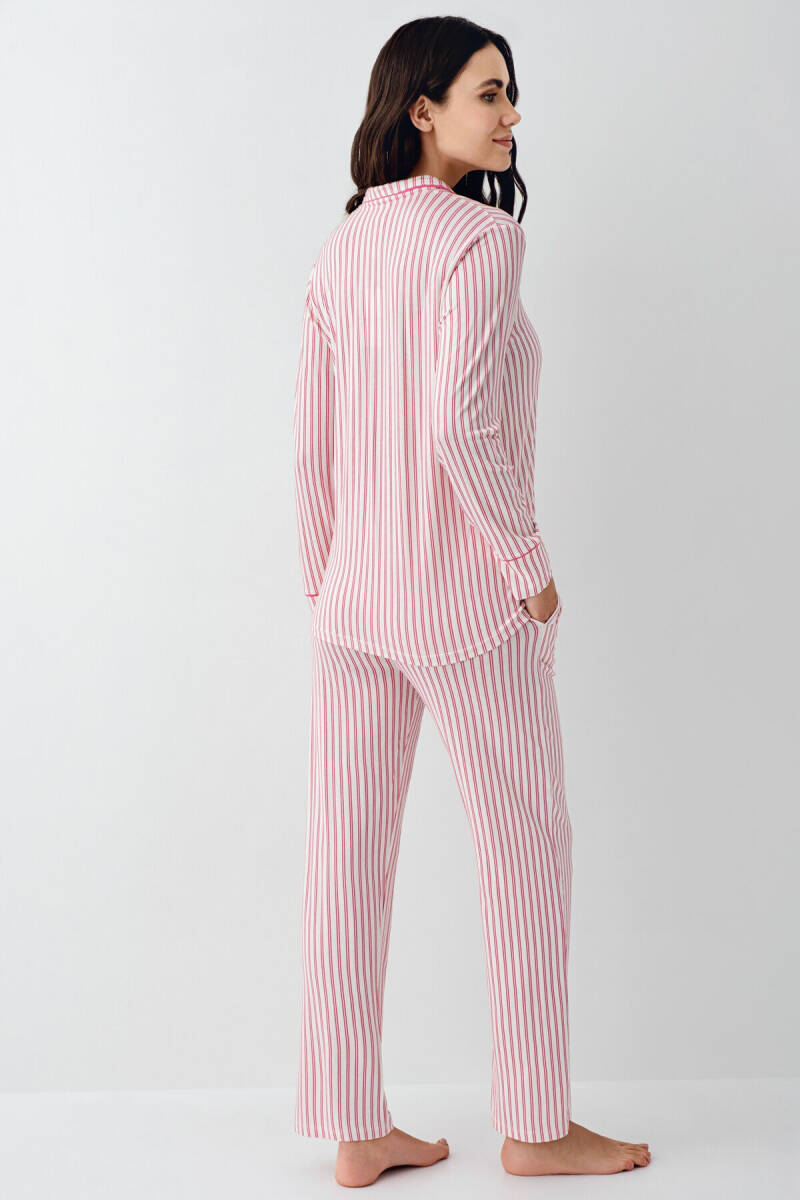 Pierre Cardin Kadın Pamuklu Kışlık Regular Fit Bordo Gömlek Pijama Takım PC9113-S-V2 - 4