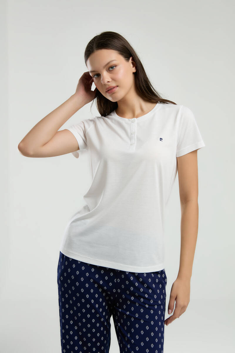 Pierre Cardin Kadın Beyaz Kısa Kol Pijama Takım