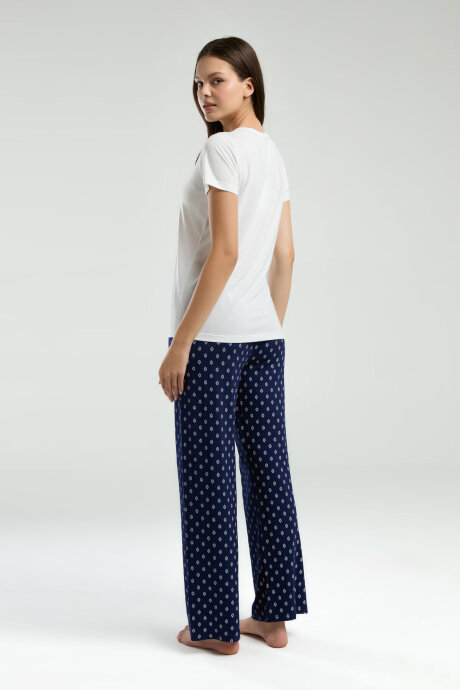 Pierre Cardin Kadın Pamuklu Hakim Yaka Pigment Baskılı Yazlık Regular Fit Beyaz Pijama Takımı PC8953-S-V1 - 5