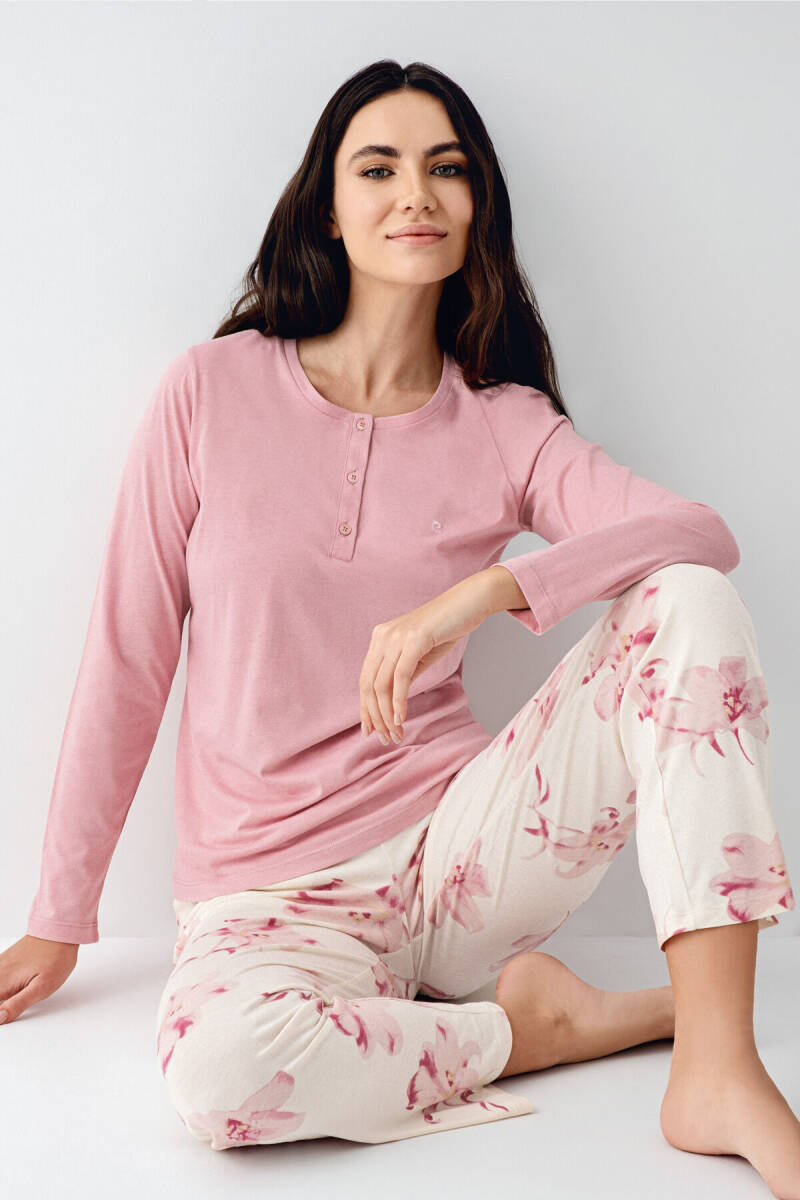 Pierre Cardin Kadın Pamuklu Kışlık Regular Fit Pembe Pijama Takımı PC9055-S-V1 - 1