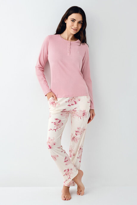 Pierre Cardin Kadın Pamuklu Kışlık Regular Fit Pembe Pijama Takımı PC9055-S-V1 (1)
