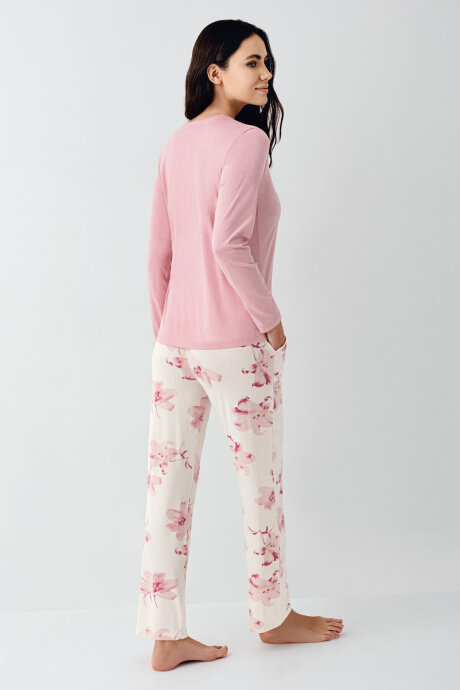 Pierre Cardin Kadın Pamuklu Kışlık Regular Fit Pembe Pijama Takımı PC9055-S-V1 - 4