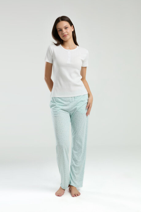 Pierre Cardin Kadın Hakim Yaka Pigment Baskılı Yazlık Regular Fit Krem Pijama Takımı PC8989-S-V1 (1)