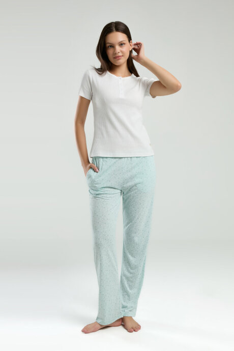 Pierre Cardin Kadın Hakim Yaka Pigment Baskılı Yazlık Regular Fit Krem Pijama Takımı PC8989-S-V1 - 3