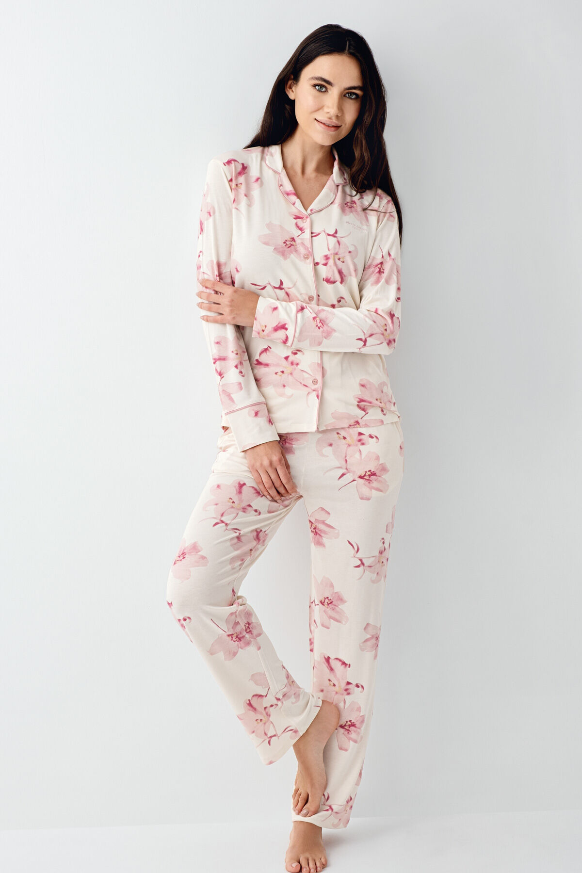Pierre Cardin Kadın Krem Gömlek Pijama