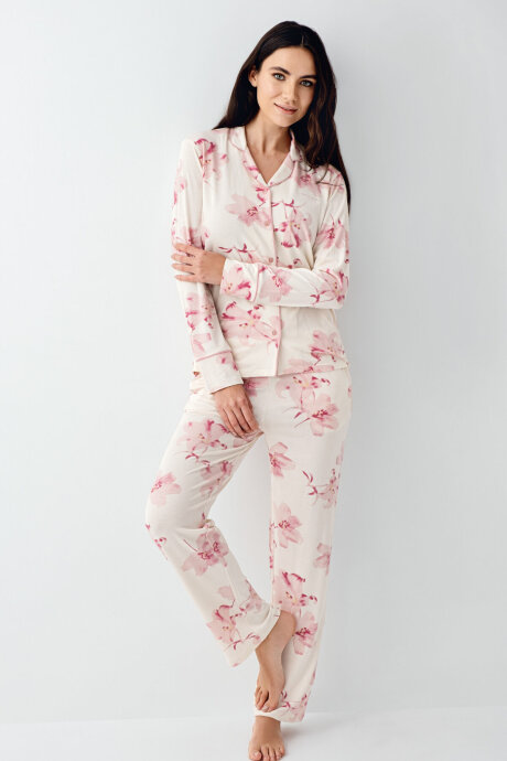 Pierre Cardin Kadın Pamuklu Kışlık Regular Fit Krem Gömlek Pijama Takım PC9056-S-V1 - 1