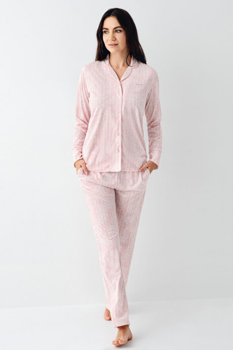 Pierre Cardin Kadın Pamuklu Kışlık Regular Fit Pembe Pijama Takımı PC9087-S-V1 (1)