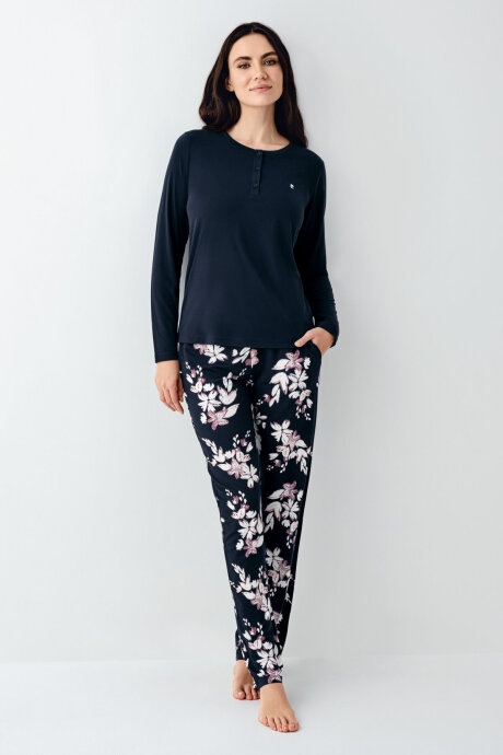 Pierre Cardin Kadın Pamuklu Kışlık Regular Fit Lacivert Pijama Takımı PC9107-S-V1 - 2