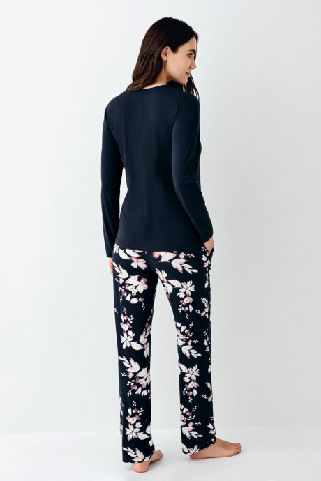 Pierre Cardin Kadın Pamuklu Kışlık Regular Fit Lacivert Pijama Takımı PC9107-S-V1 - 4