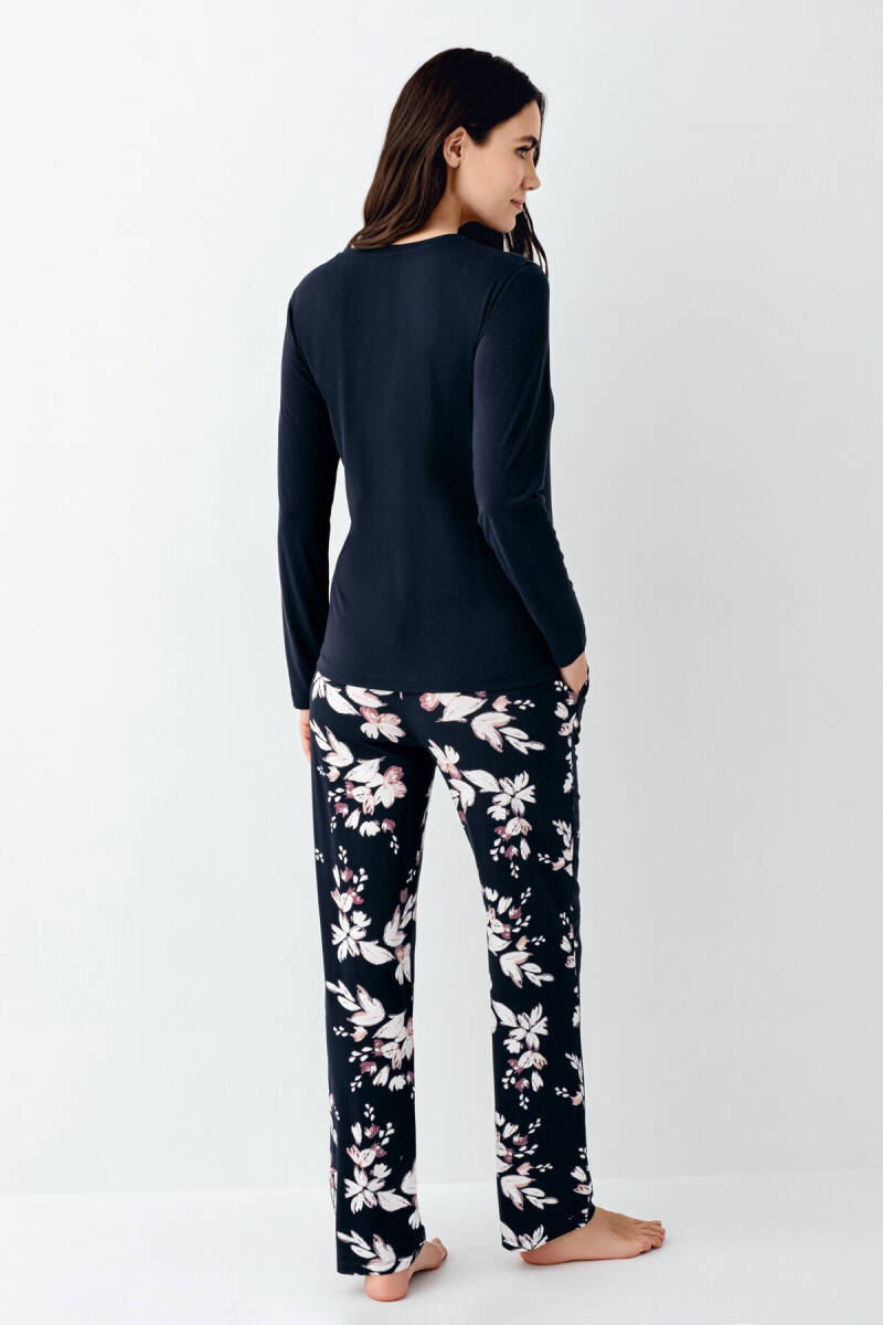 Pierre Cardin Kadın Pamuklu Kışlık Regular Fit Lacivert Pijama Takımı PC9107-S-V1 - 4