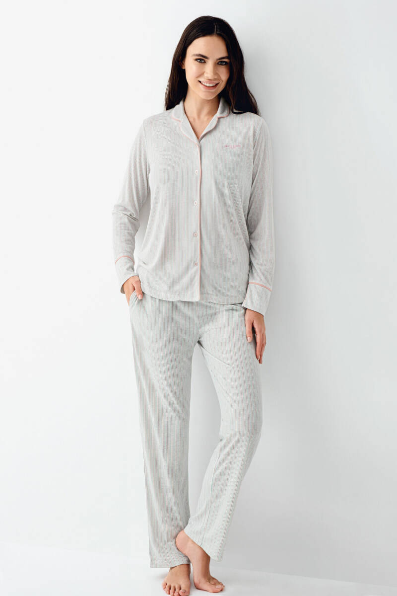 Pierre Cardin Kadın Pamuklu Kışlık Regular Fit Yeşil Gömlek Pijama Takım PC9051-S-V1 - 2