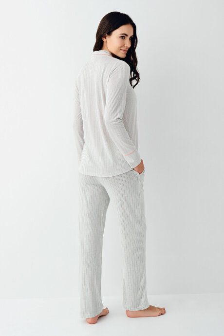 Pierre Cardin Kadın Pamuklu Kışlık Regular Fit Yeşil Gömlek Pijama Takım PC9051-S-V1 - 4