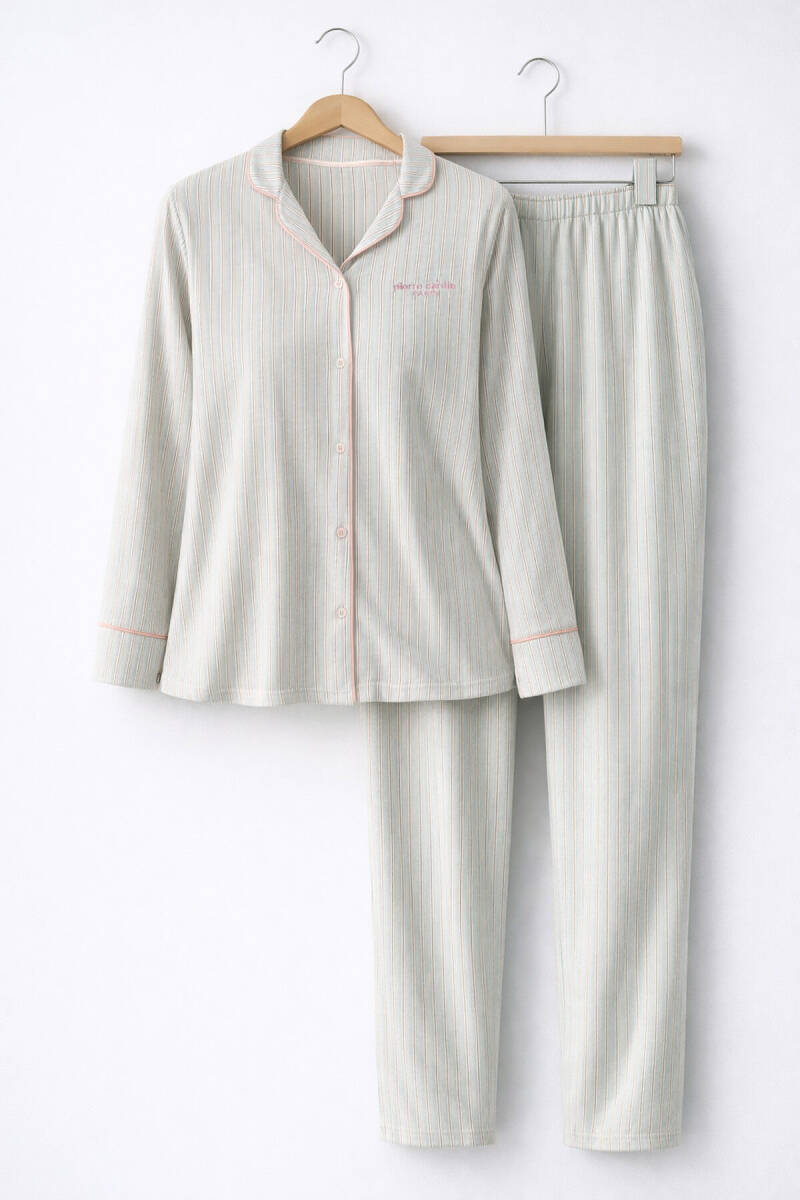 Pierre Cardin Kadın Pamuklu Kışlık Regular Fit Yeşil Gömlek Pijama Takım PC9051-S-V1 - 7