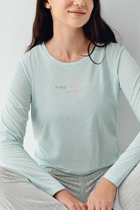 Pierre Cardin Kadın Pamuklu Kışlık Regular Fit Yeşil Pijama Takımı PC9050-S-V1 - 3