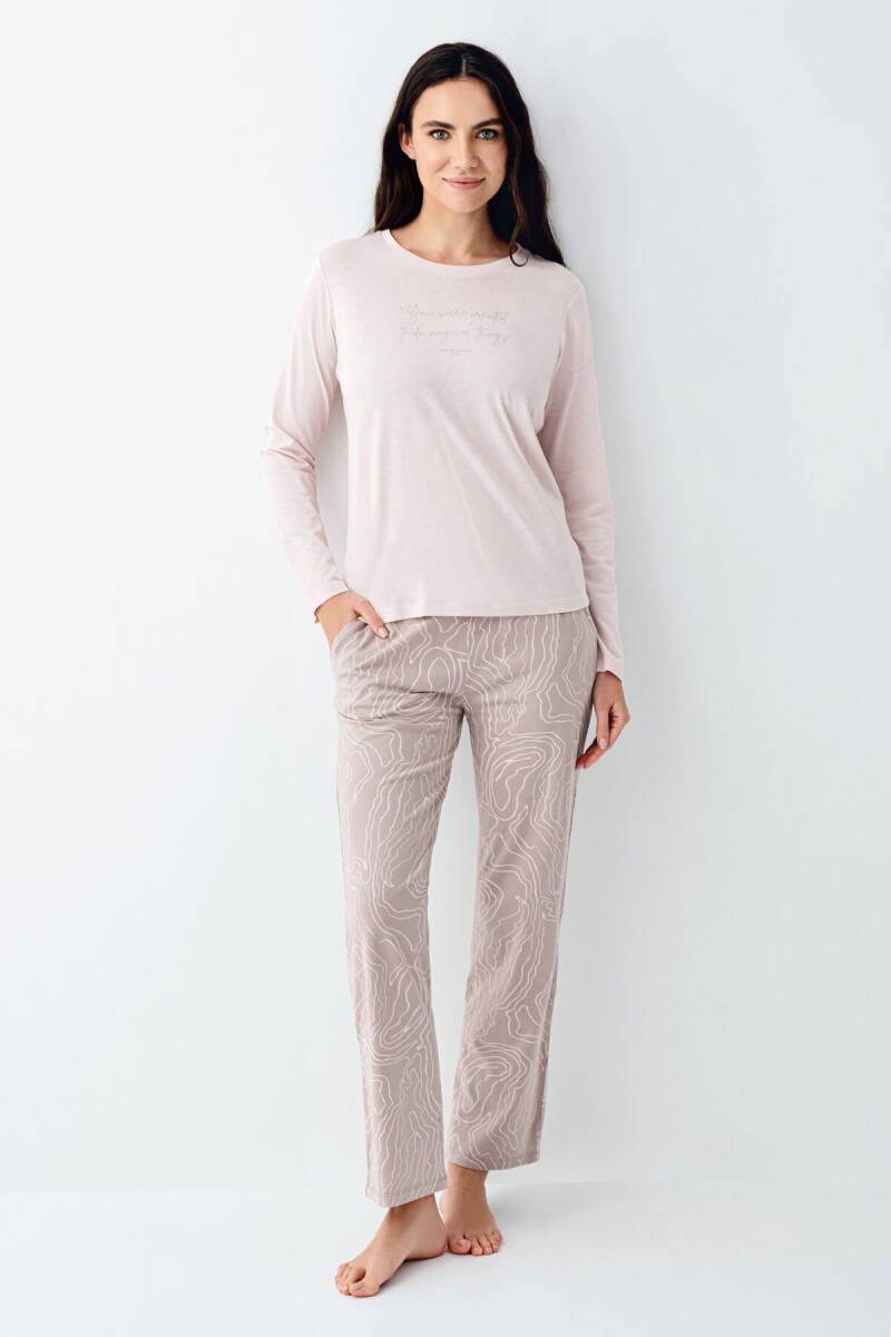 Pierre Cardin Kadın Pamuklu Kışlık Regular Fit Pembe Pijama Takımı PC9096-S-V2 - 2