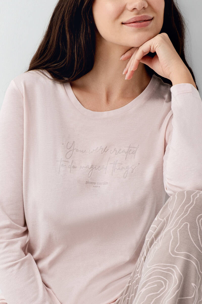 Pierre Cardin Kadın Pamuklu Kışlık Regular Fit Pembe Pijama Takımı PC9096-S-V2 - 3