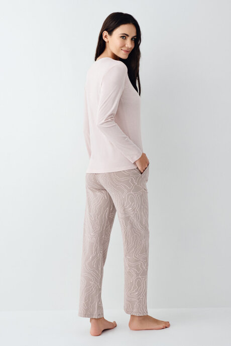Pierre Cardin Kadın Pamuklu Kışlık Regular Fit Pembe Pijama Takımı PC9096-S-V2 - 4