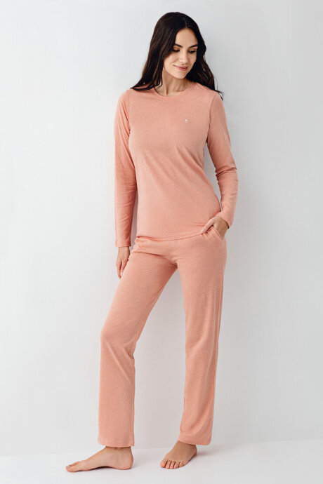 Pierre Cardin Kadın Pamuklu Kışlık Regular Fit Pembe Pijama Takımı PC9063-S-V1 (1)