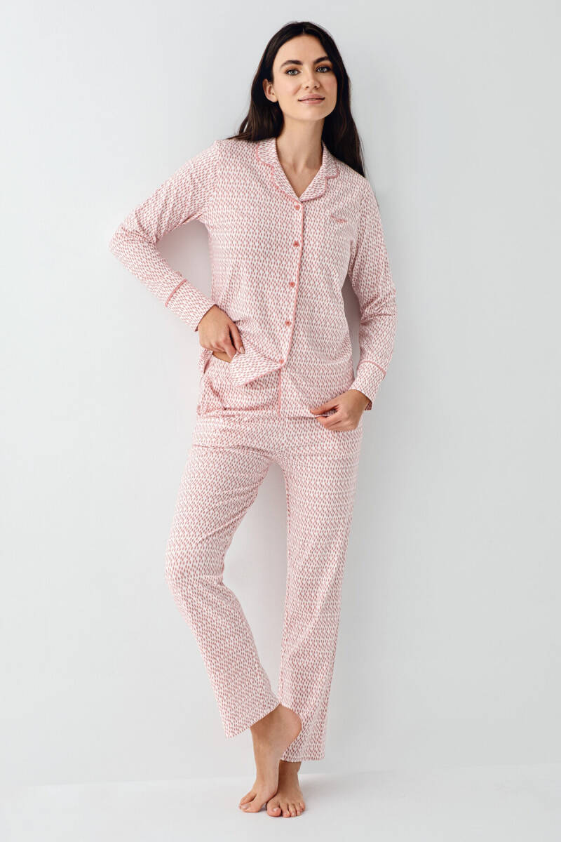 Pierre Cardin Kadın Pamuklu Kışlık Regular Fit Pembe Gömlek Pijama Takım PC9081-S-V1 - 2
